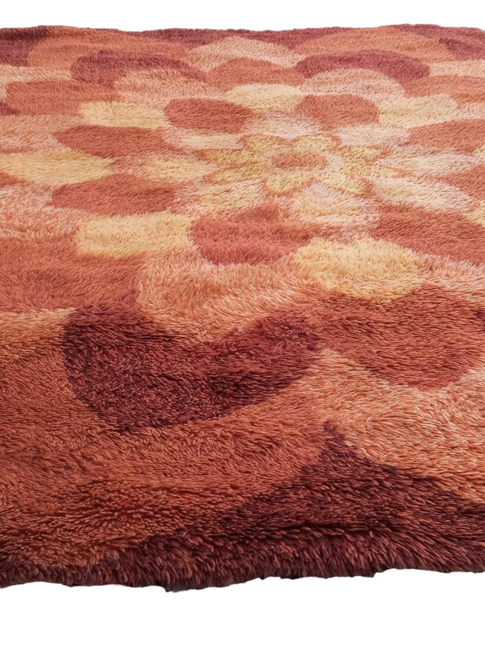 Rya vintage 1970s Denmark pure wool rug For Sale 1