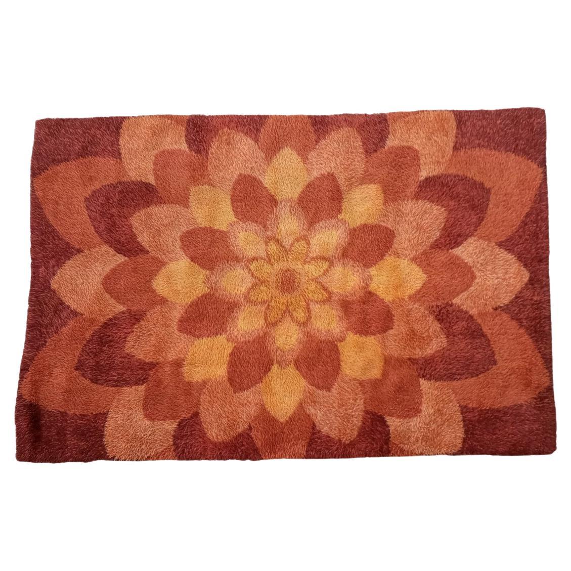 Rya vintage 1970s Denmark pure wool rug