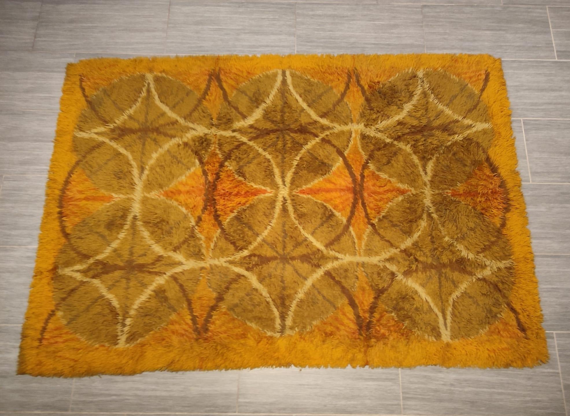 Vintage 1970s rya rug in wool, Denmark For Sale 2
