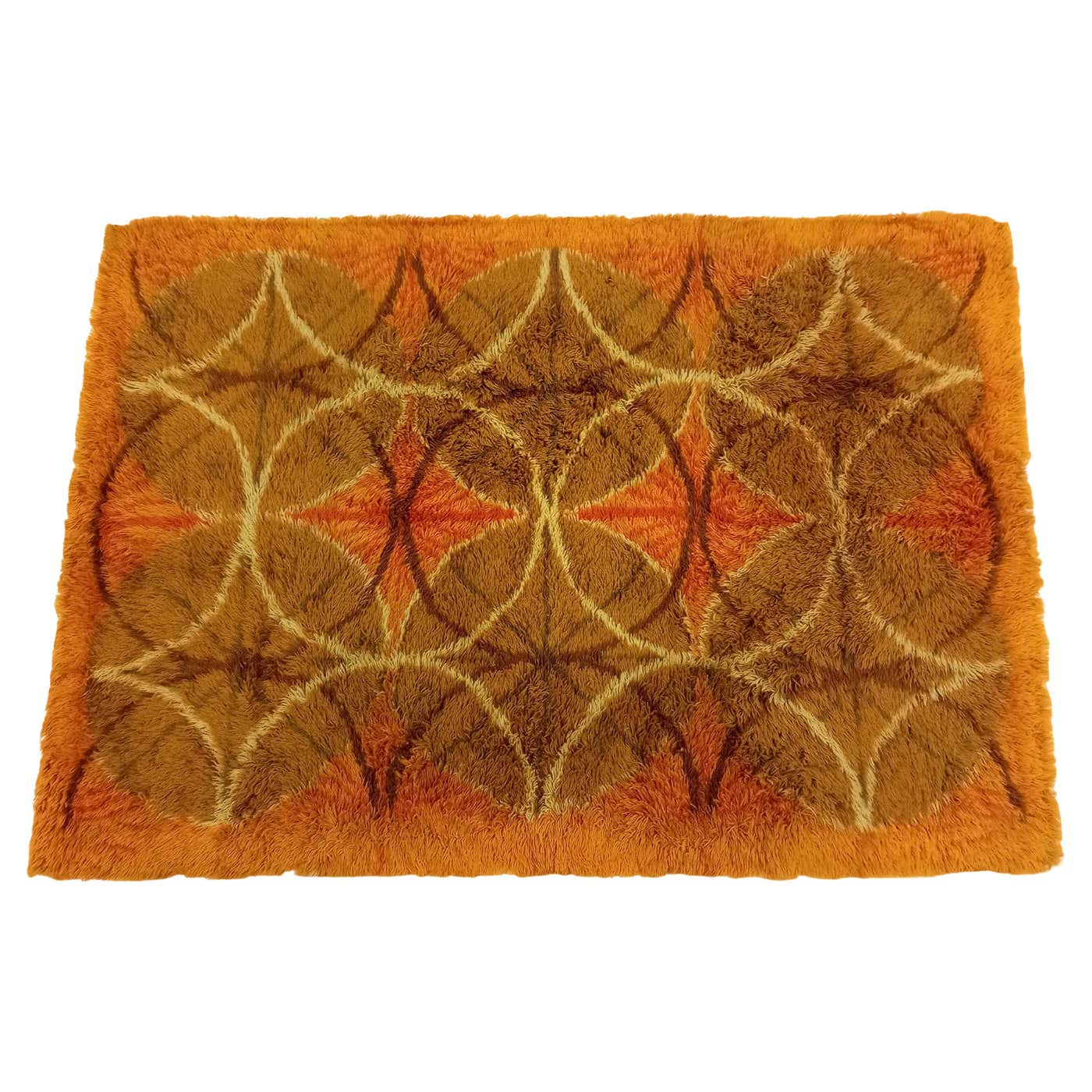 Vintage 1970s rya rug in wool, Denmark For Sale at 1stDibs