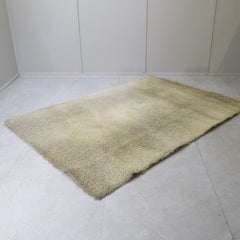 Mid-Century Modern Shaggy Rug, Wool & Acrylic, Cream, Italy, 1974