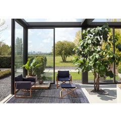 Tappeto stuoia juta blu bianco design by Deanna Comellini En stock 250x350cm