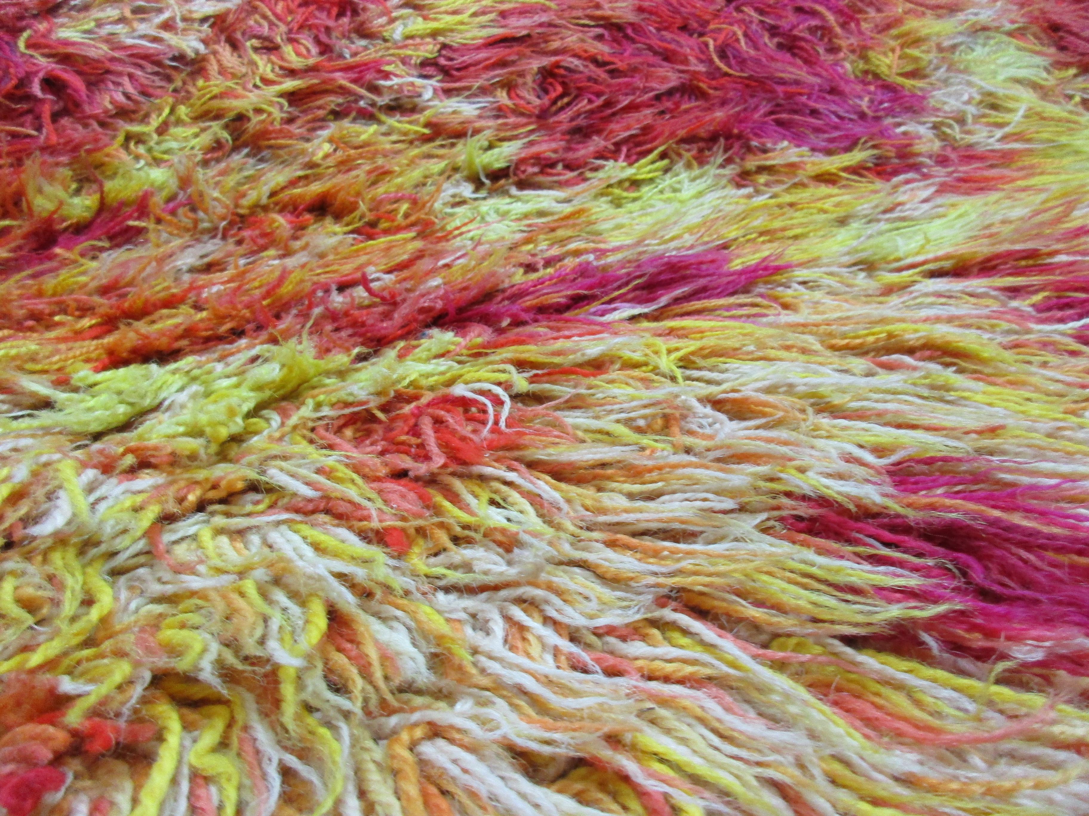 Wool Swedish hand-knotted wool rug 1960s For Sale