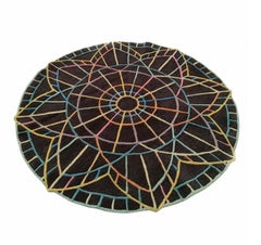 Round Wool Rug with Optical Patterns, Italy 1970s
