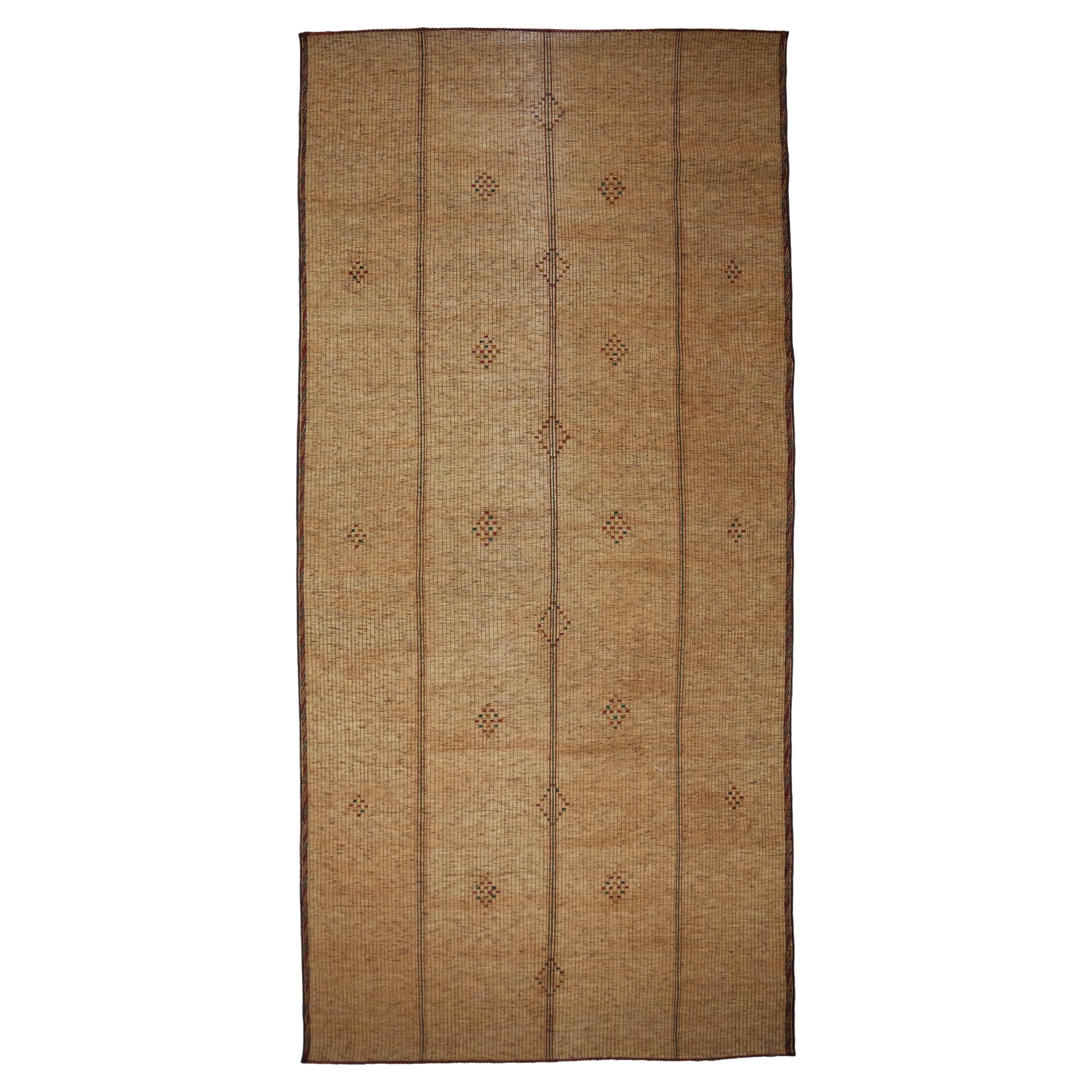 Tuareg Mats Handmade in Sahara Mauritanian Vintage Carpet in Wood and Leather