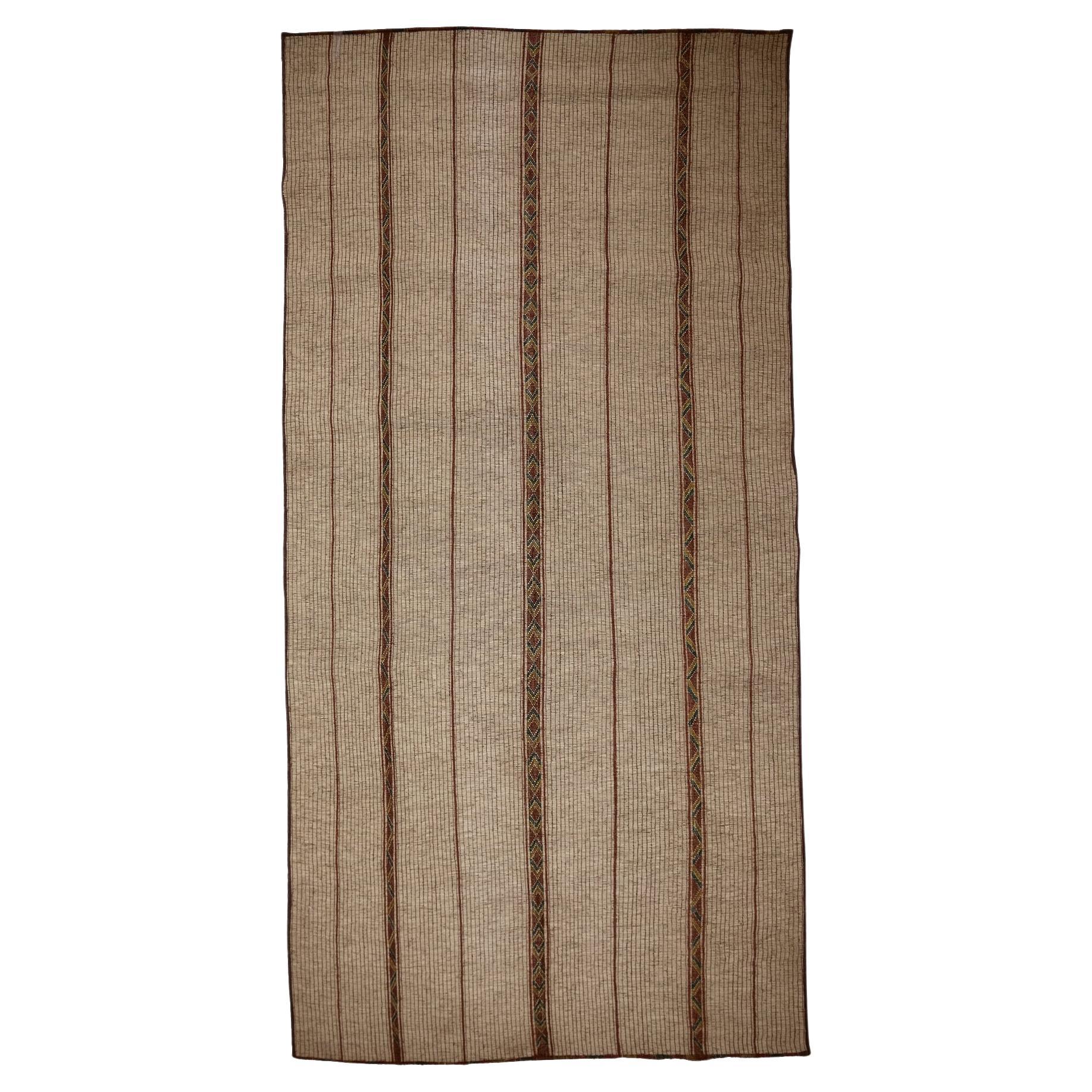 Vintage Brown Saharian Tuareg Mat Rug from Mauritania in Wood and Leather