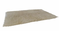 Tulu Rug in Ivory Wool, Mid-Century Modern, Handmade in Italy, 1970s