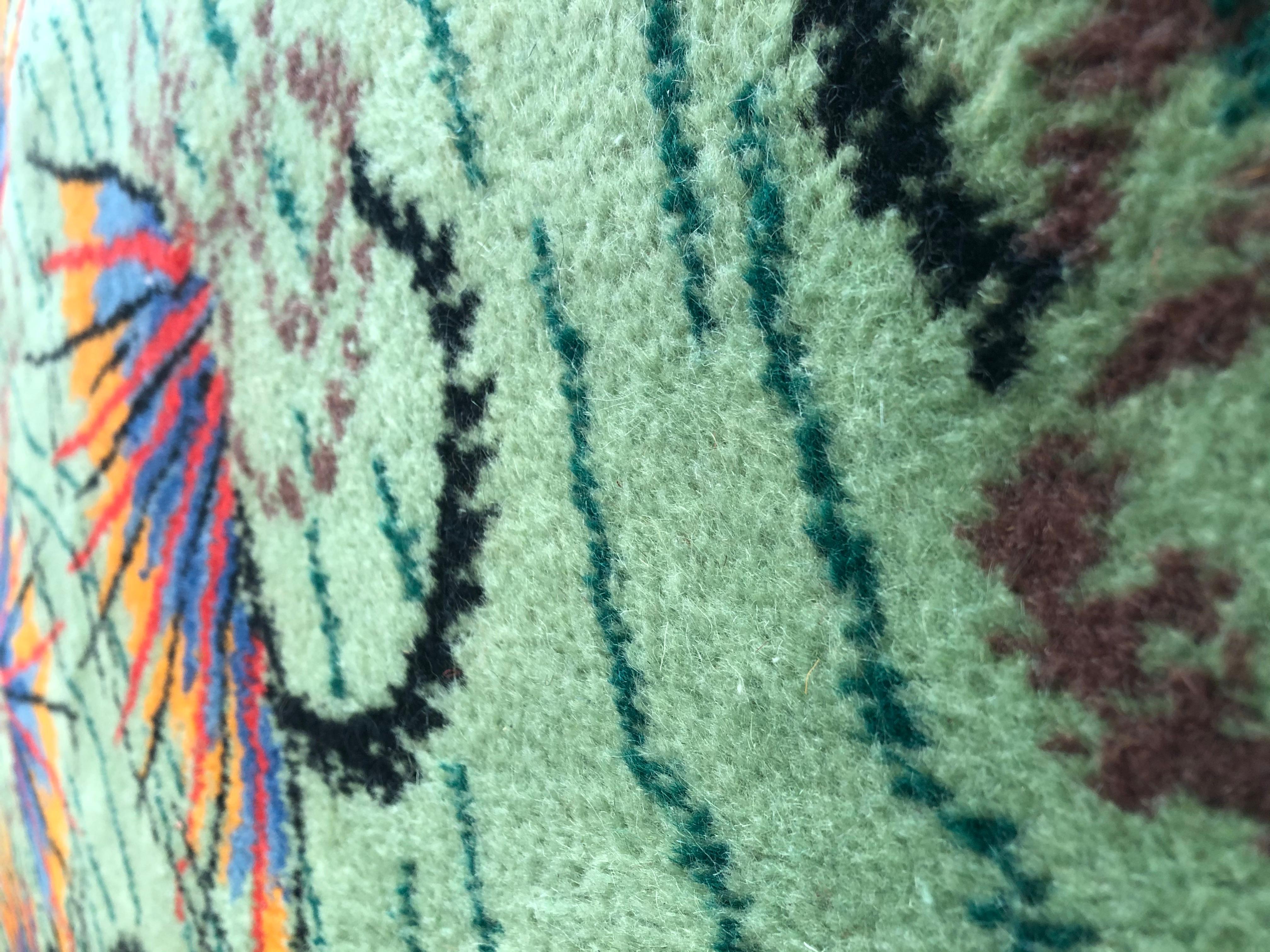 Green and orange designer rug from the 1970s signed Zeki Muren  For Sale 3