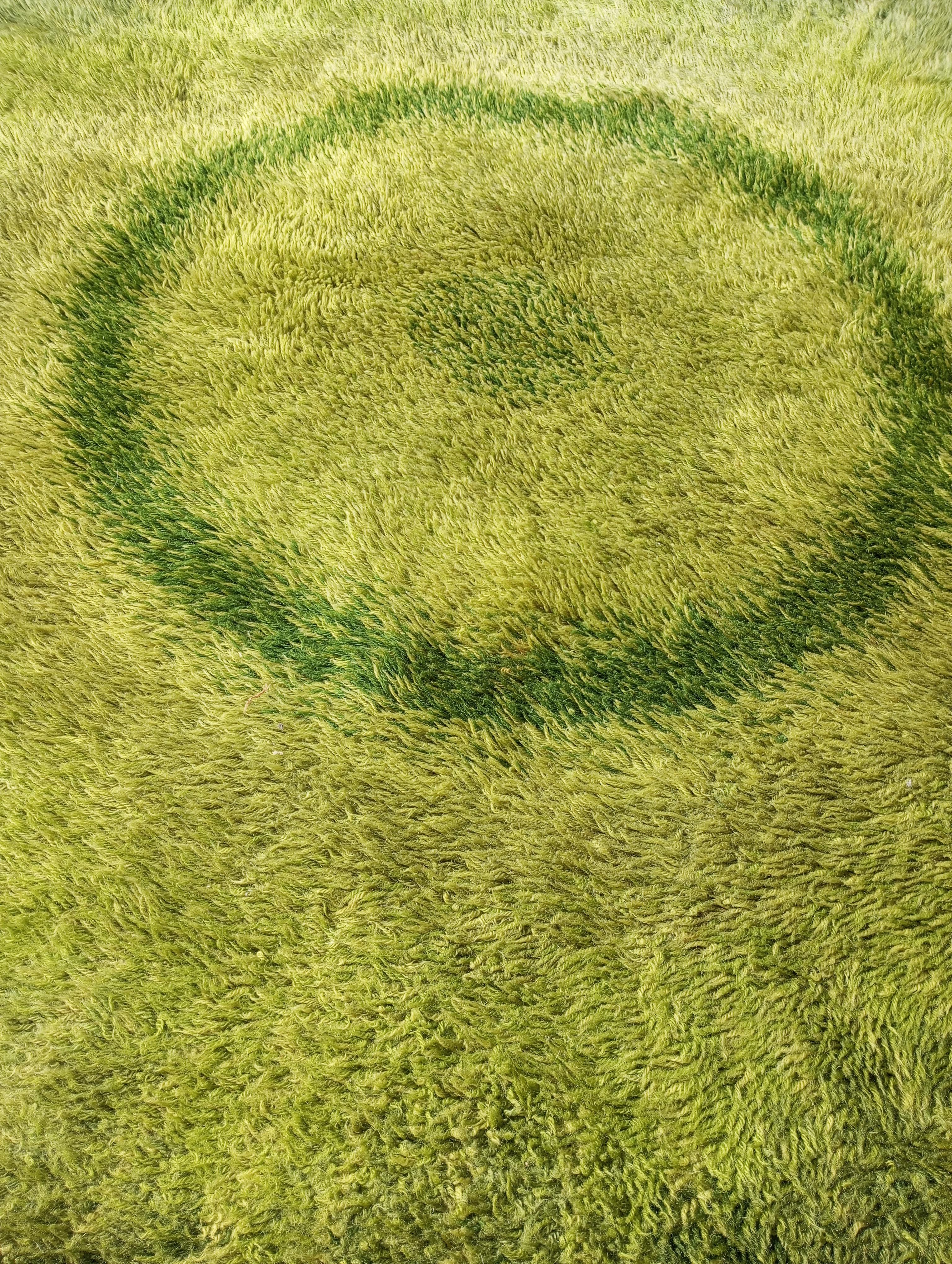 Alfombra redonda verde Dinamarca 1970s Desso en venta 4