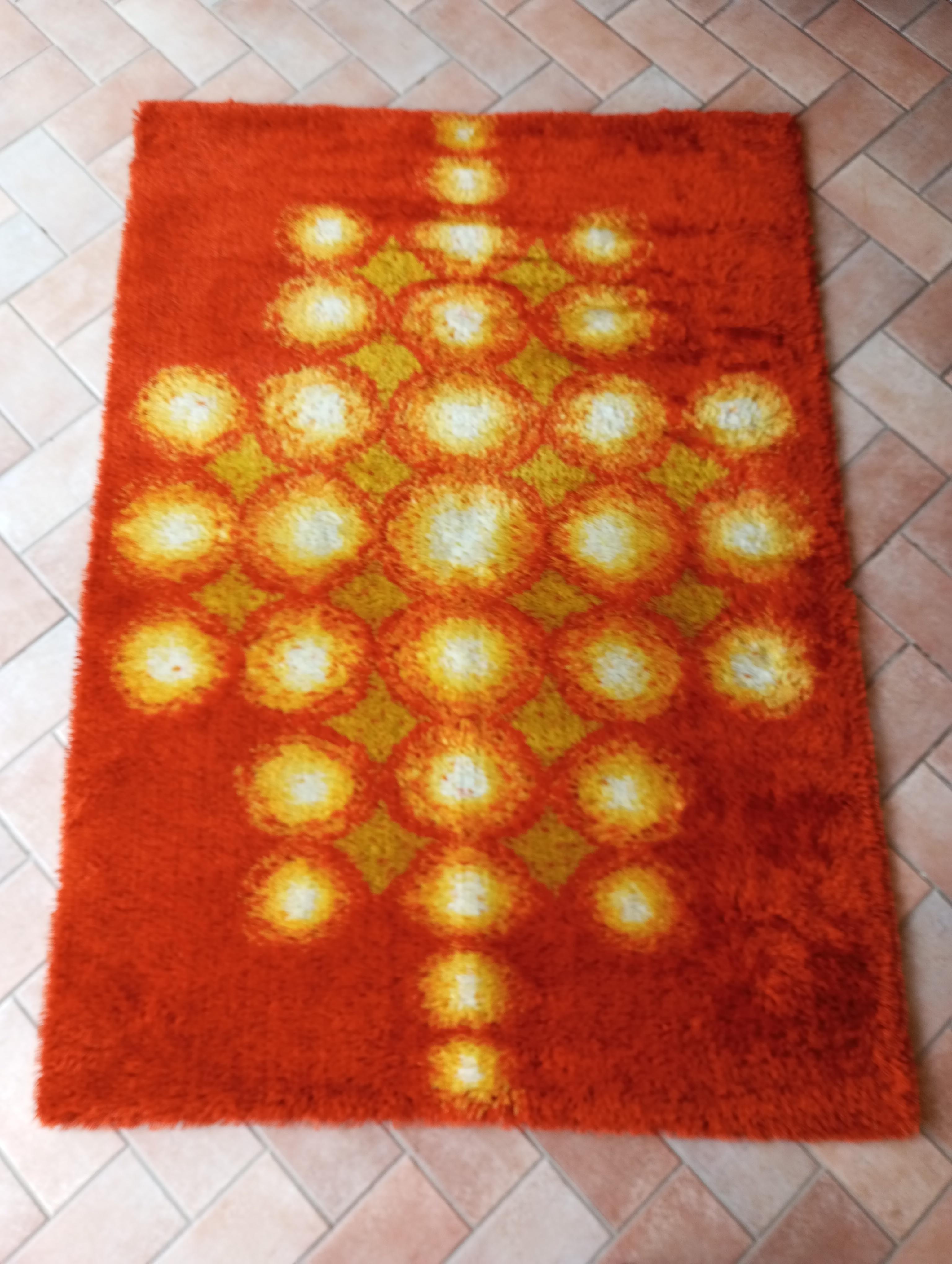 Vintage carpet Ege Taepper Rya (Pop art), Denmark 1970s For Sale 6