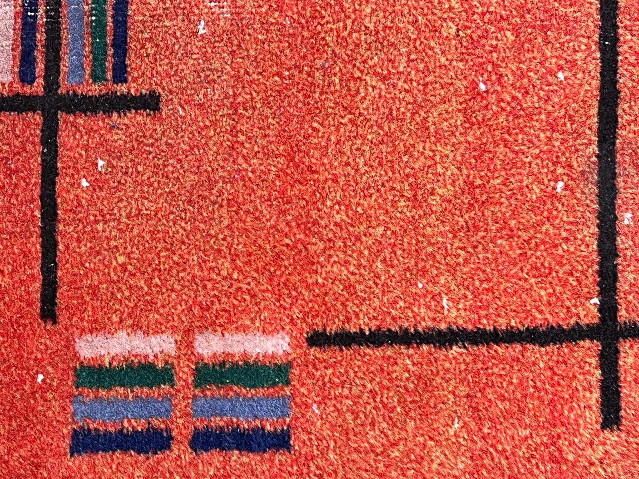 Turkish Zeki Muren Tapis de couleur des années 1970 avec motifs décoratifs abstraits futuristes en vente