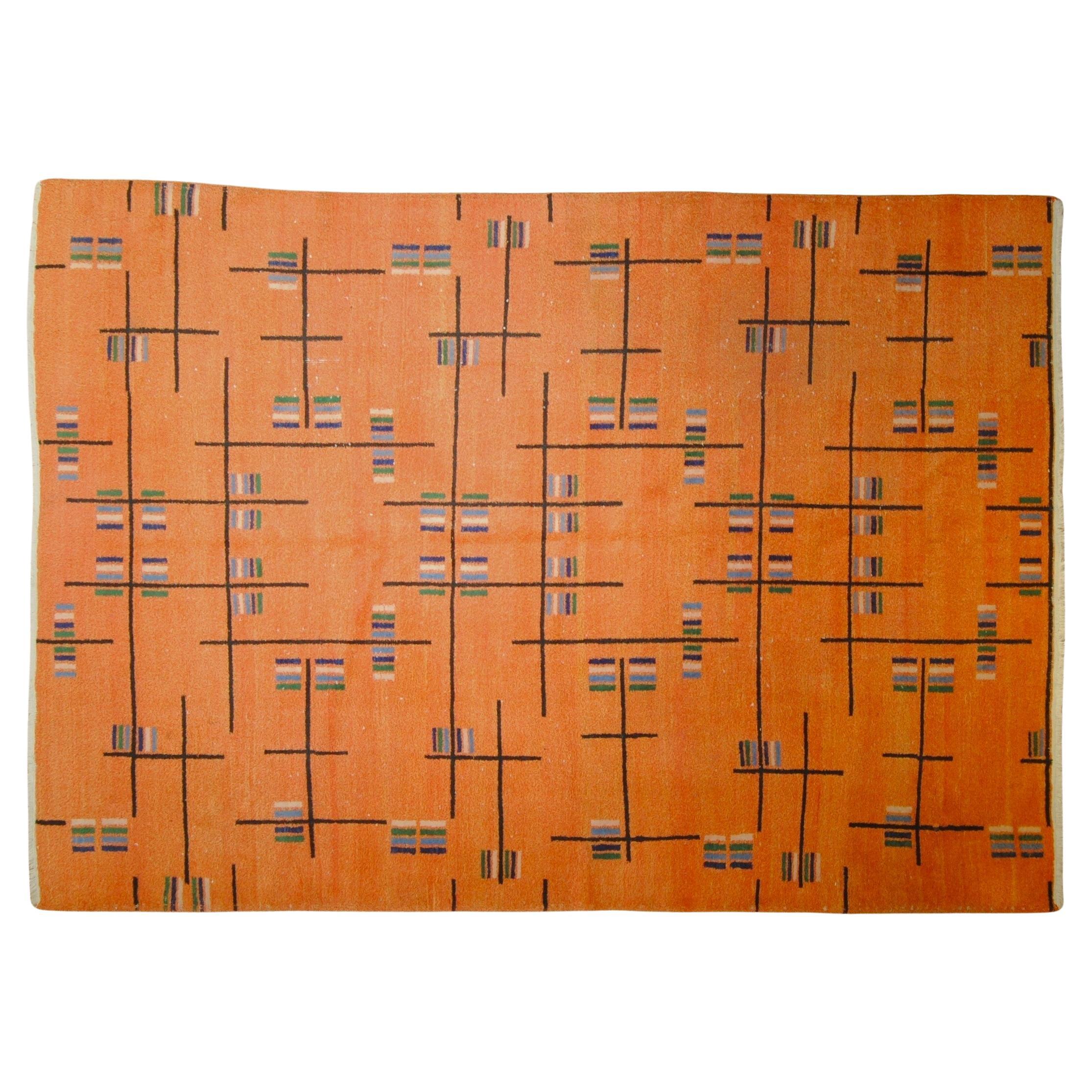 Zeki Muren Alfombra de color de los años 70 con motivos decorativos futuristas abstractos