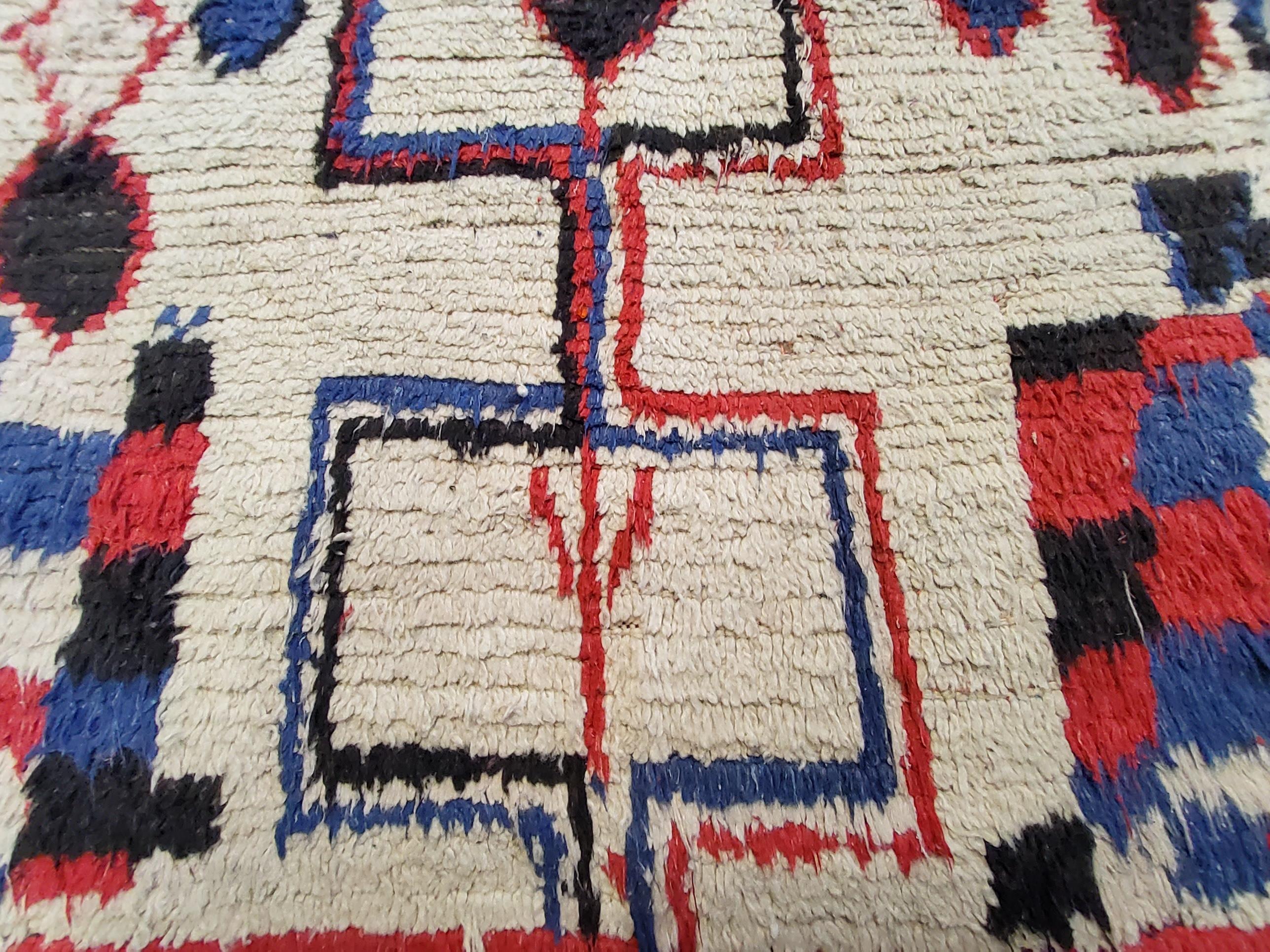 Alfombra de lana bereber Vintage Azilal Marruecos hecha a mano Multicolor Natural Moroccan en venta