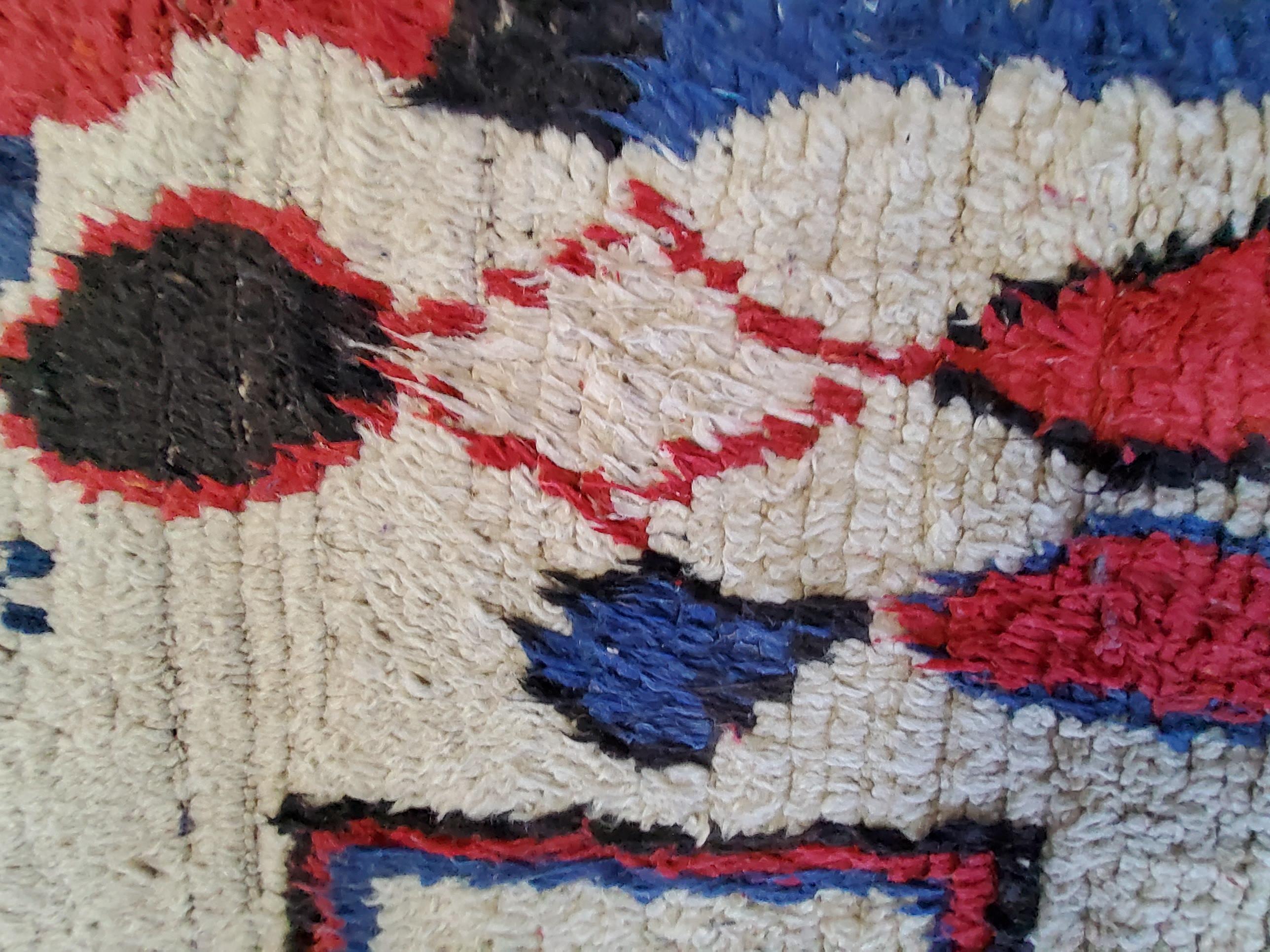 Alfombra de lana bereber Vintage Azilal Marruecos hecha a mano Multicolor Natural Lana en venta