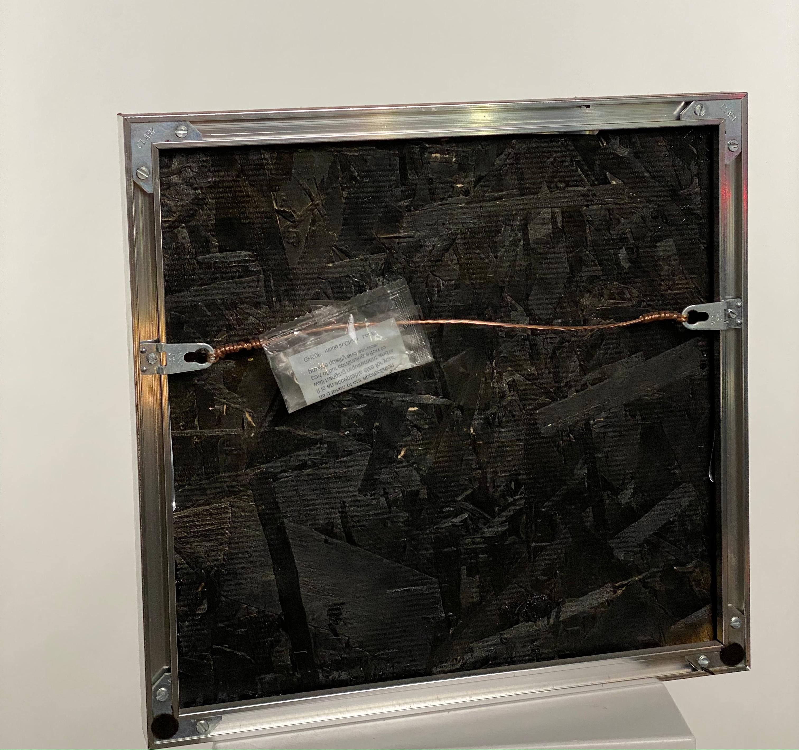 Black Tar Painting on Wood Framed in Metal, 21st Century by Mattia Biagi In New Condition For Sale In Culver City, CA