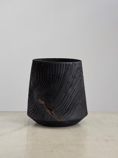 Unique Tara 01 Vessel - Contemporary Sculpted in Black Wood by Megarisiotis