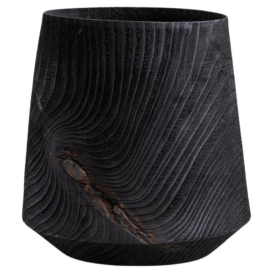 Unique Tara 01 Vessel - Contemporary Sculpted in Black Wood by Megarisiotis