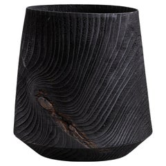 Unique Tara 01 Vessel - Contemporary Sculpted in Black Wood by Megarisiotis