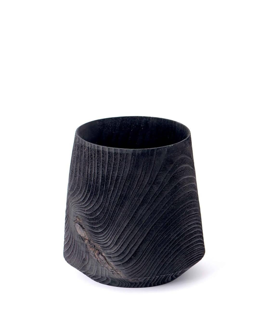 Altro Unique Tara 01 Vessel - Contemporary Sculpted in Black Wood by Megarisiotis in vendita
