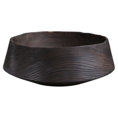 Unique Tara 03 Vessel - Contemporary Sculpted in Black Wood by Megarisiotis