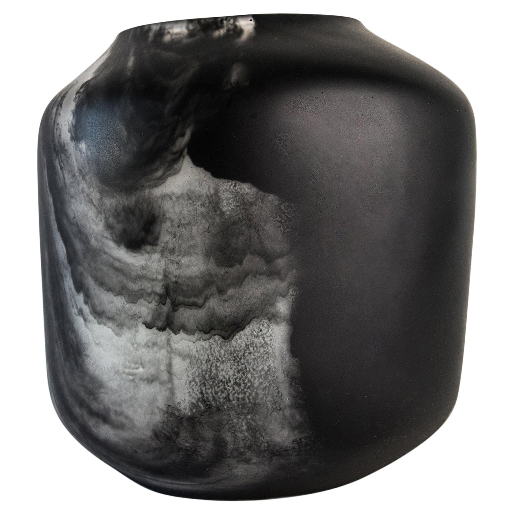 Tara Bajo Handmade Black and Transparent Resin Vase