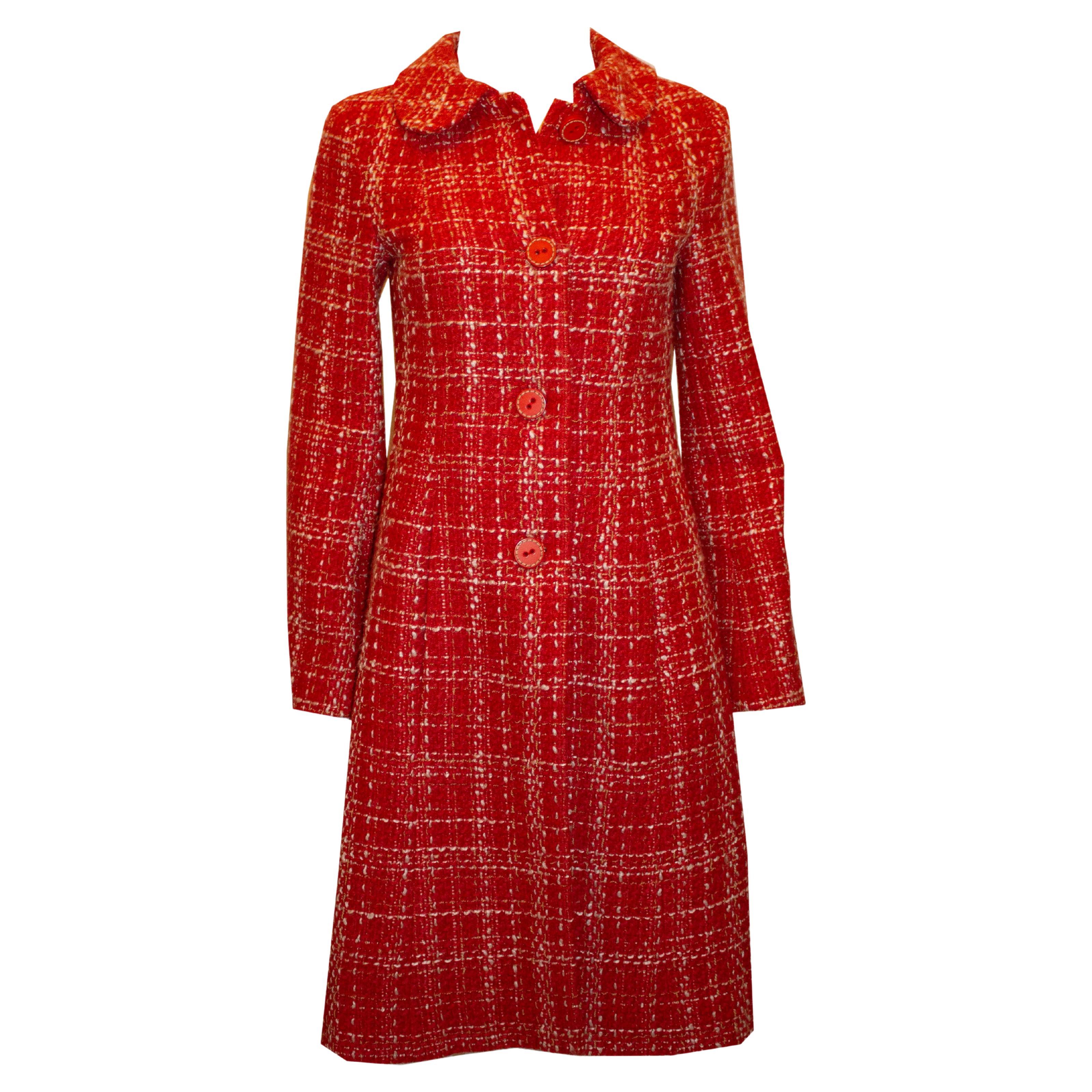 Tara Jamon Red and White Coat with Wonderful Lining For Sale