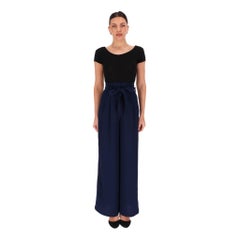 Tara Jarmon Belted Crepe Wide-Leg Trousers