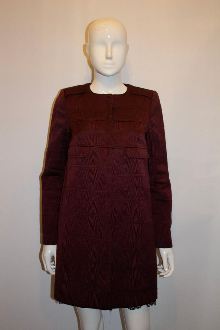 Tara Jarmon Burgundy Short Coat For Sale at 1stDibs