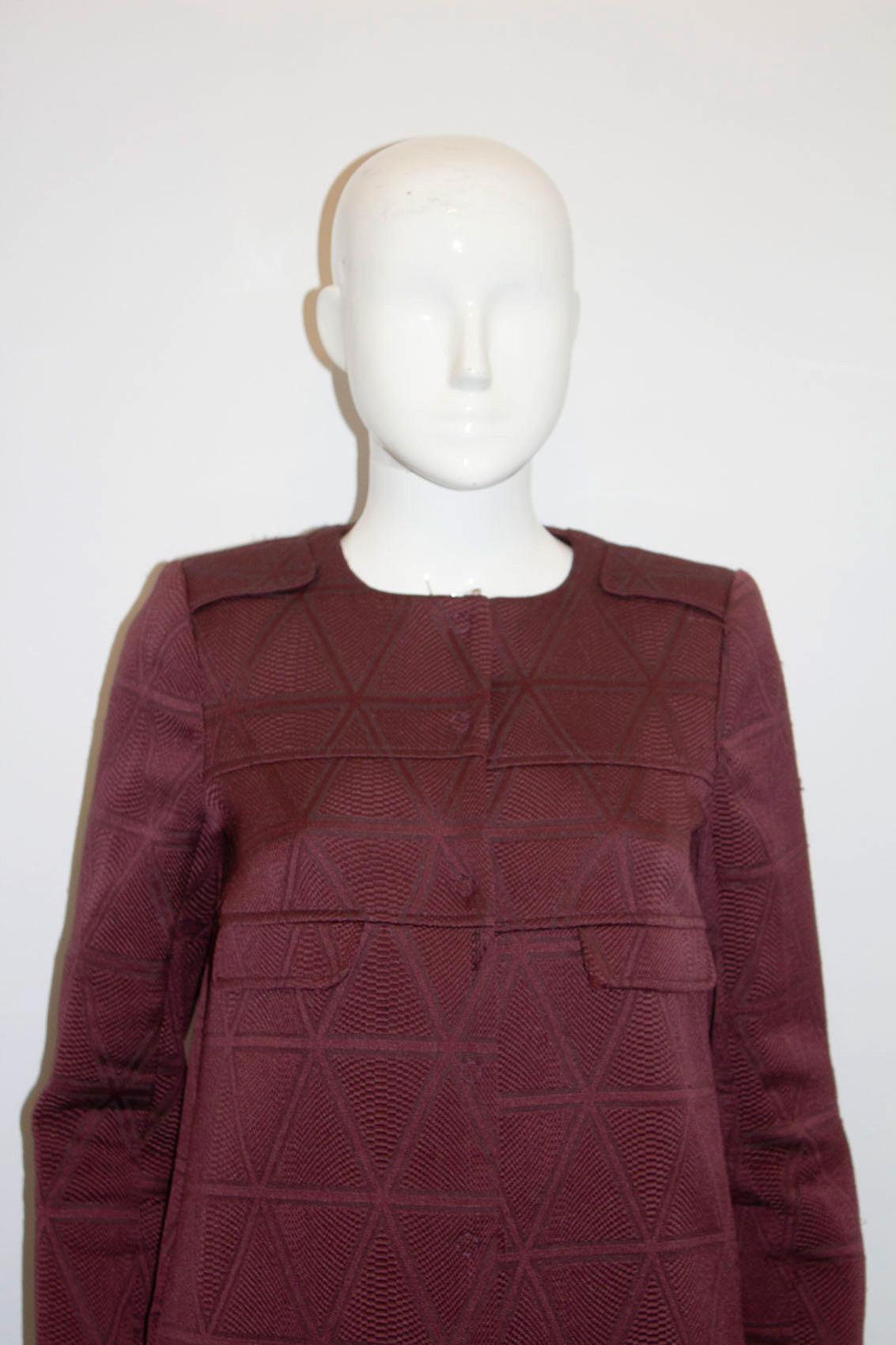 Black Tara Jarmon Burgundy Short Coat For Sale