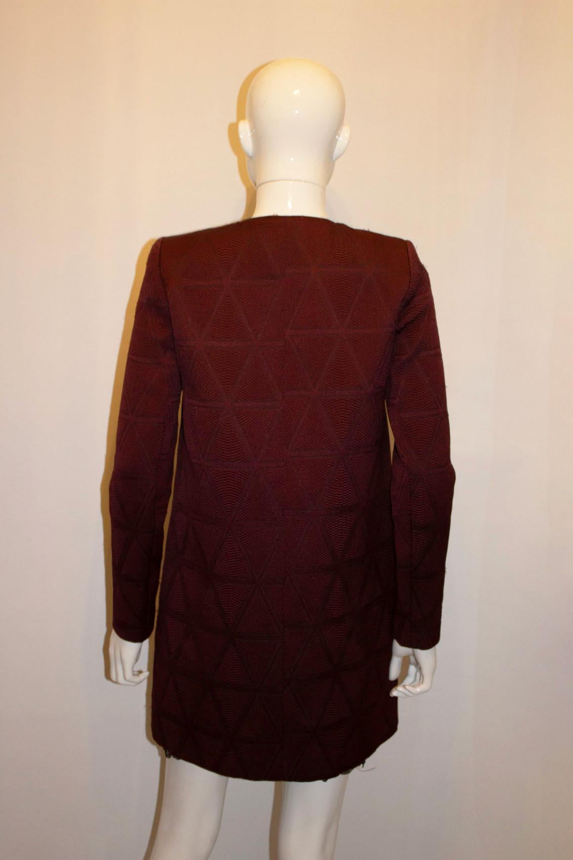 Tara Jarmon Burgundy Short Coat For Sale 1