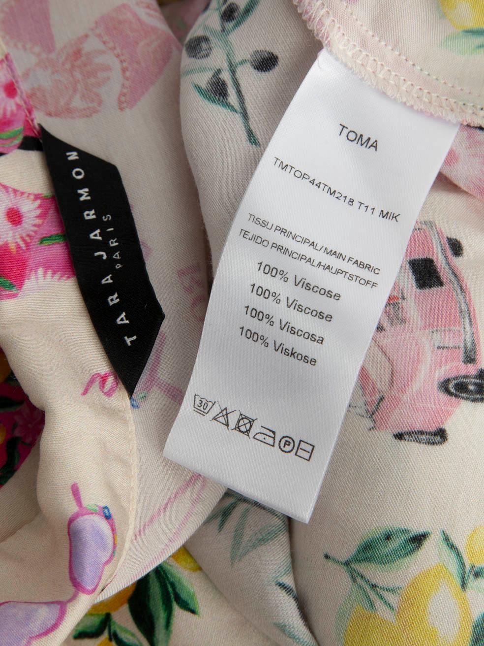 Tara Jarmon Dolce Vita Printed Tie Up Shirt Size S In Good Condition For Sale In London, GB