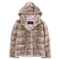 Tara Jarmon Hooded Mink Fur Jacket US 06