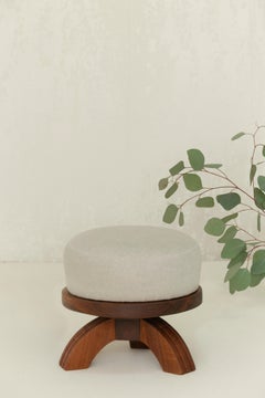 Tara Meditation Ottoman in Tzalam Wood and Linen by Tana Karei