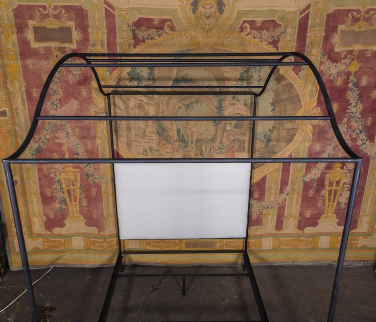 Tara Shaw Maison Curved Canopy Bed with Belgian Linen Headboard, Queen For Sale at 1stdibs