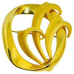 TARA signed vintage gold tone designer brooch