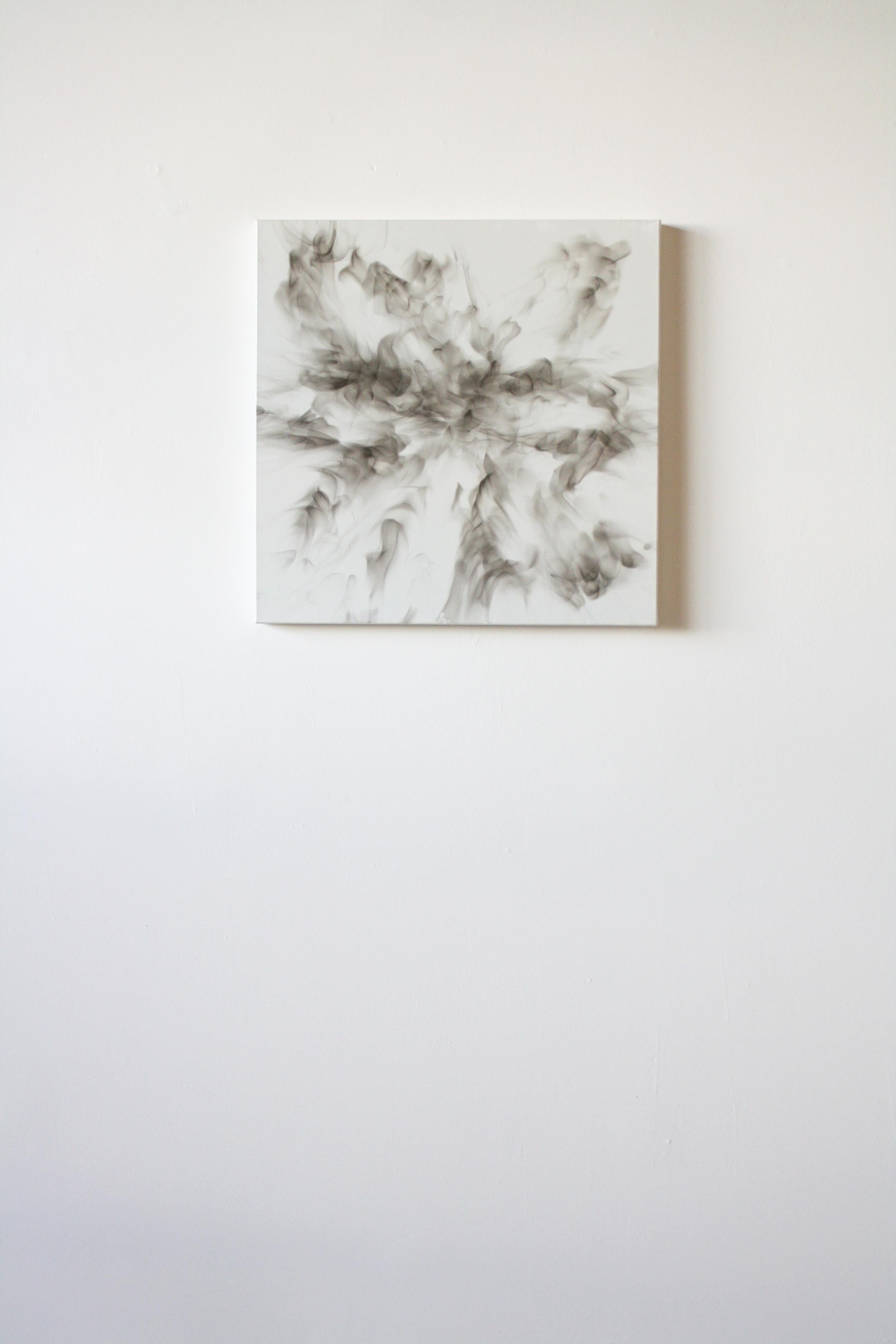White and grey painting made from smoke from flames.
Flower Of Life II, 2017, Smoke and enamel on canvas, 24 × 24 in, 61 × 61 cm

Bio: Walters earned her B.F.A. from Savannah College of Art and Design 2016. In 2012 she attended the Cloud Club