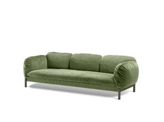 Tarantino 3 Seaters Sofa in Green Fabric with Black Gold Legs