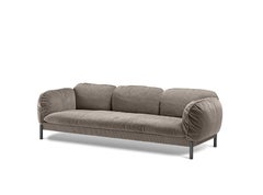 Tarantino 3 Seaters Sofa in Grey Fabric with Black Gold Legs