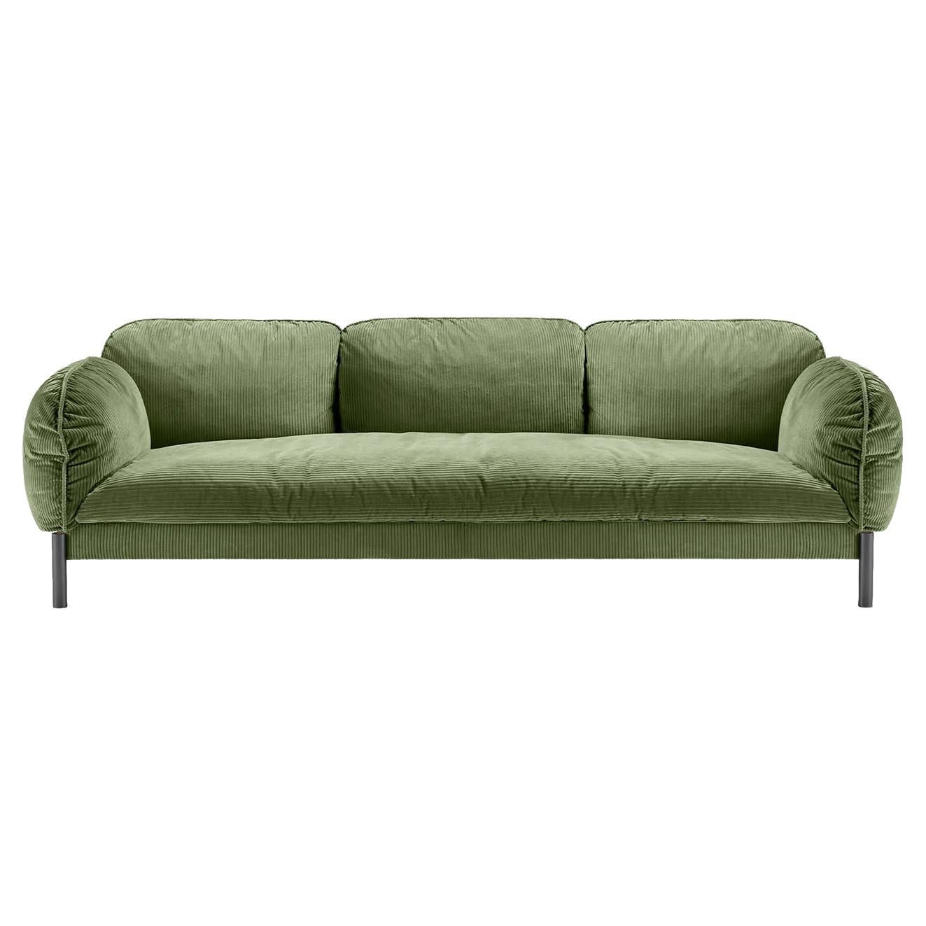 Tarantino Green Velvet Sofa by Lorenza Bozzoli For Sale