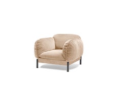 Tarantino Lounge Chair in Beige Fabric with Black Gold Legs