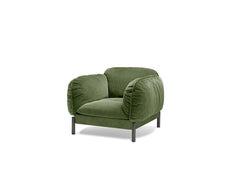 Tarantino Lounge Chair in Green Fabric with Black Gold Legs