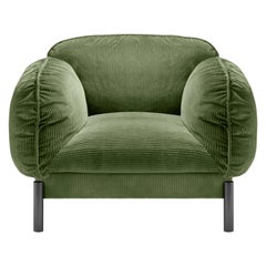Tarantino Lounge Chair in Green Fabric with Black Gold Legs