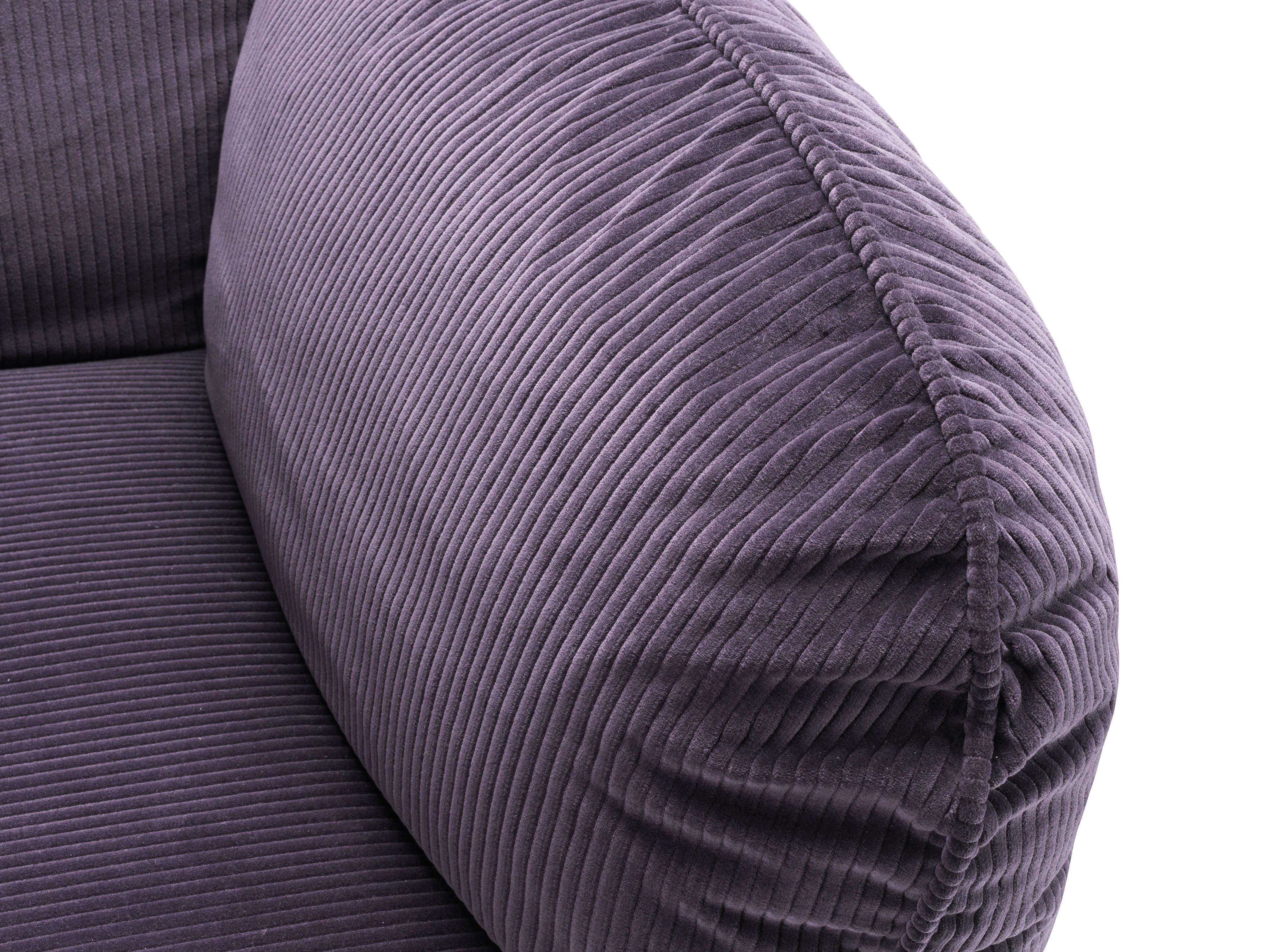 Italian Tarantino Lounge Chair in Purple Fabric with Black Gold Legs For Sale