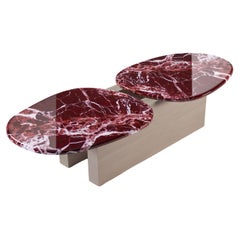 Taras Contemporary Coffee Table in Wood and Marble