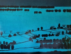 Blue Tranquility, Abstract Landscape Painting, Oil on Canvas, 2025