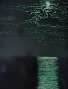 Smaragdgrüne Nacht: Mondschein auf dem Meer