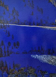 Ultramarine twilight: The mountain lake