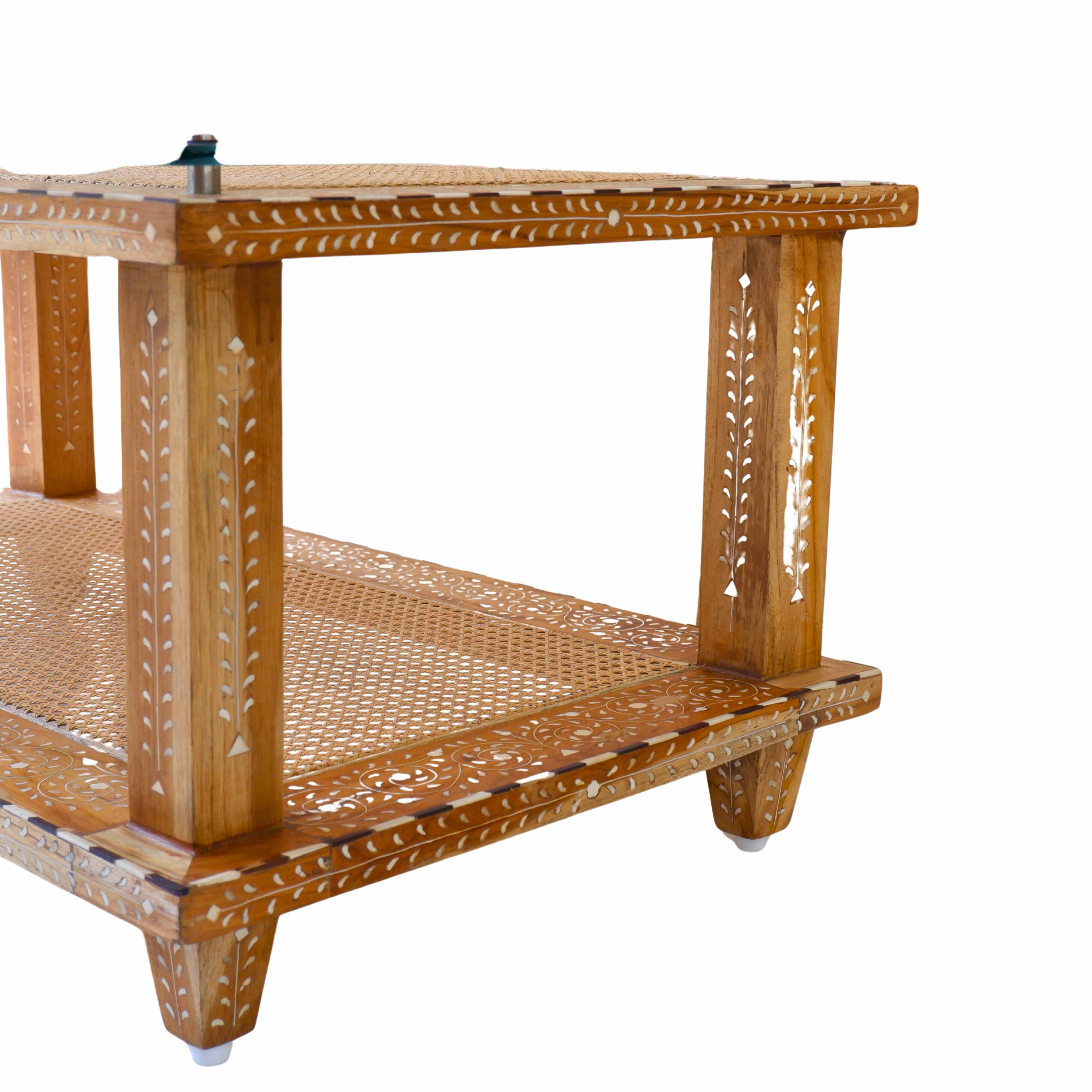 Contemporary  Tarasha Rattan Solid Wood Bone Inlay Coffee Table For Sale