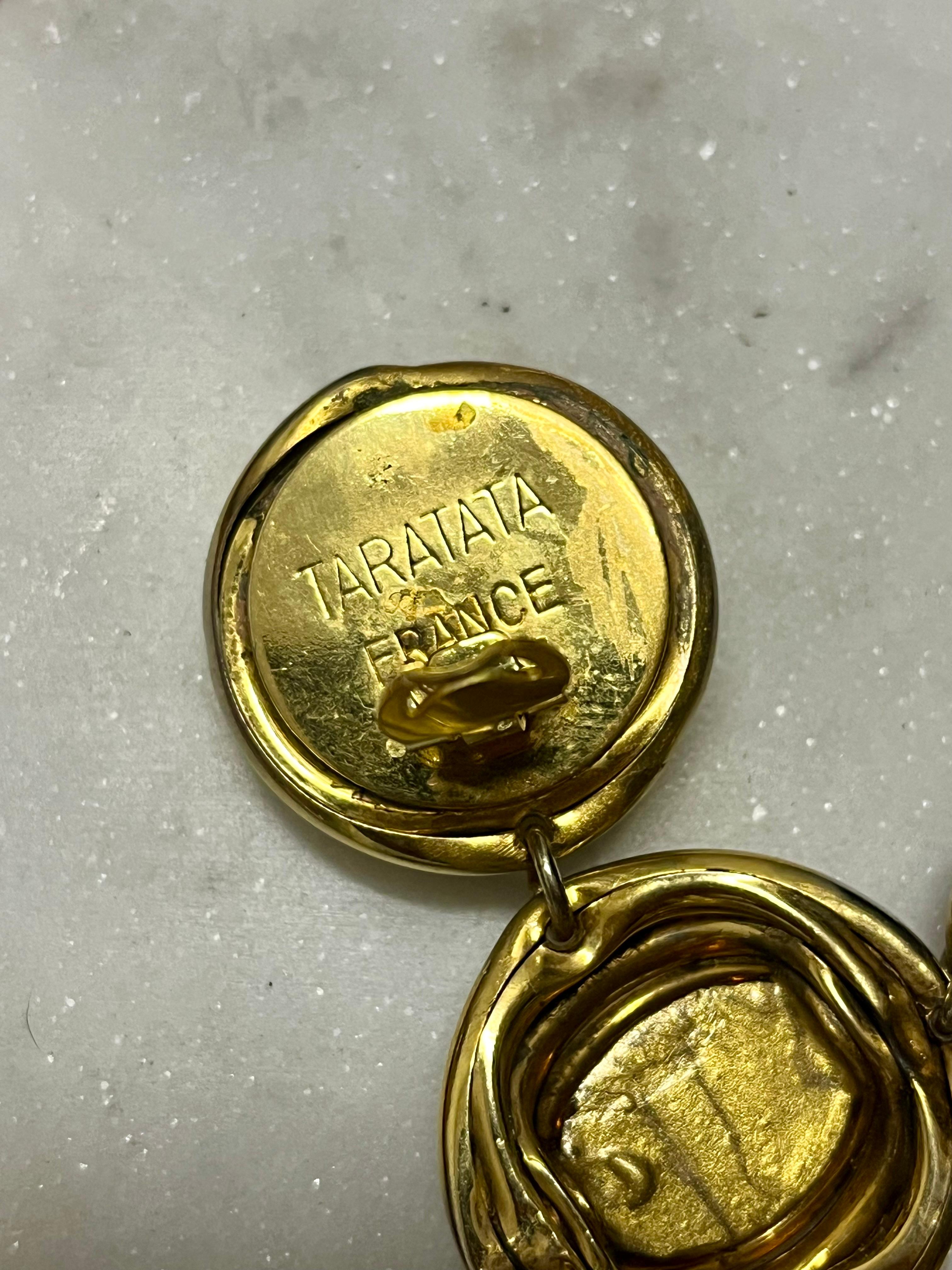 Taratata Frankreich Gold Bernstein-Tropfen-Ohrclips an Ohrringen im Zustand „Gut“ im Angebot in West Palm Beach, FL