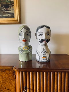 Tarcisio Tosin, Two half-bust sculptures, La Freccia, Vicenza Italy 1960s